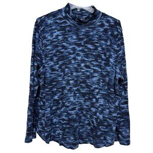 Westbound Woman 2X Top Shirt Blue Casual Mock Neck Cotton Modal Stretch